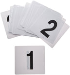 Winco 4" x 3 3/4" White Table Numbers, 1-25