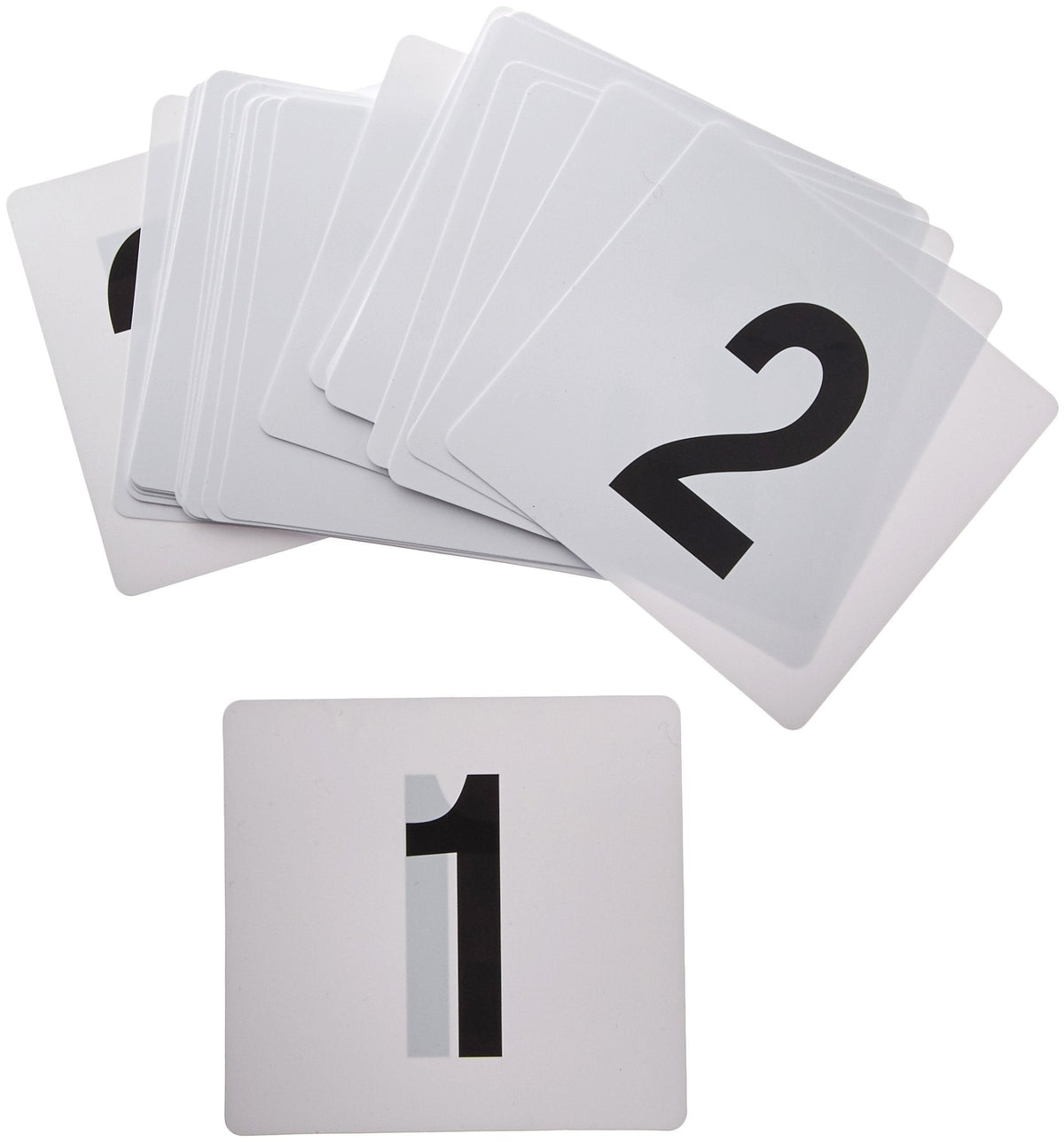Winco 4" x 3 3/4" White Table Numbers, 1-25