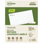 Avery® EcoFriendly Recycled Return Address Labels, 1/2" x 1-3/4", White, Permanent Label Adhesive, 8,000 Printable Labels (48467) 8,000 labels 1/2" x 1-3/4"