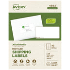 Avery® EcoFriendly Recycled Shipping Labels, 2" x 4", White, Permanent Adhesive, Laser & Inkjet Printers, 1,000 Total, Great for Shipping and Mailing, Product Merchandising, and More (48163) 1,000 labels 2" x 4"
