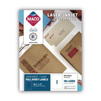 MACO Laser/Ink Jet Glossy Clear Full Sheet Labels, 8-1/2" x 11", 1 per Sheet, 50 per Box (ML-4005)