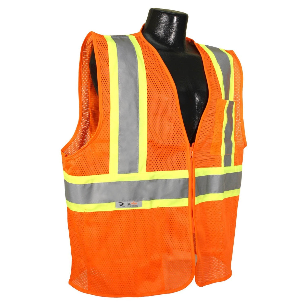 Radians SV22-2ZOM-3X Polyester Mesh Economy Class 2 High Visibility Zipper Closure Vest with Two-Tone Trim, 3X-Large, Orange