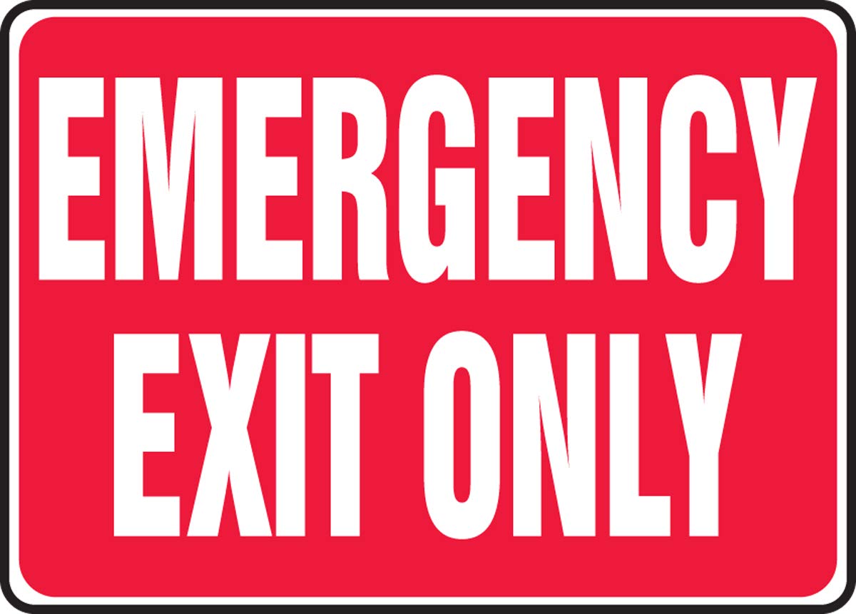 Accuform MEXT441VA Aluminum Safety Sign, Legend "Emergency EXIT ONLY", 10" Length x 14" Width, White on Red 10" x 14"
