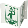 Brady 49393 9" Width x 6" Height x 4" Depth Acrylic, Green on White Standard "V" Sign, Legend "Safety Shower" (with Picto) 6" H x 9" W x 4" D