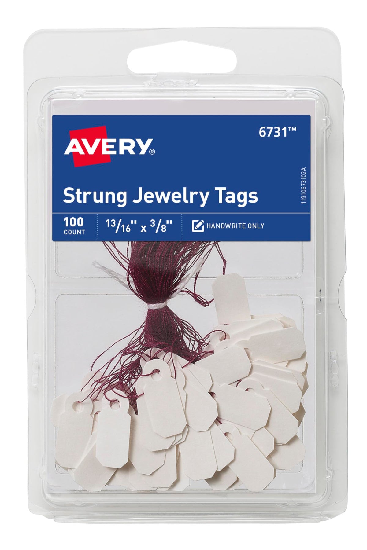 Avery® Jewelry Tags, 0.8125 x 0.375 Inches, Pack of 100 (6731) 100 tags