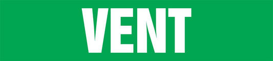 Accuform RPK723SSD Self-Stick "Vent" Pipe Marker for 2-1/2" to 6" OD Pipe, White on Green, 2-1/2" H x 12" W