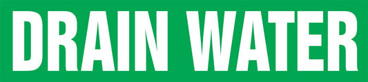 Accuform RPK297SSB Self-Stick "Drain Water" Pipe Marker for 1-1/2" to 2" OD Pipe, White on Green, 1-1/2" H x 8" W