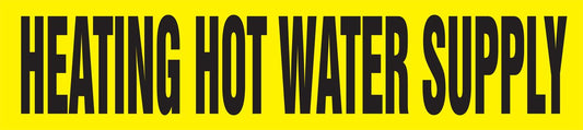Accuform RPK383SSA Self-Stick "Heating HOT Water Supply" Pipe Marker for 3/4" to 1-1/4" OD Pipe, Black on Yellow, 1" H x 8" W