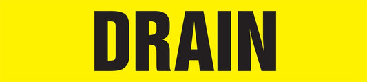 Accuform RPK293SSA Self-Stick "Drain" Pipe Marker for 3/4" to 1-1/4" OD Pipe, Black on Yellow, 1" H x 8" W