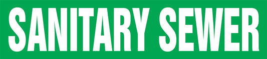 Accuform RPK623SSB Self-Stick "Sanitary Sewer" Pipe Marker for 1-1/2" to 2" OD Pipe, White on Green, 1-1/2" H x 8" W