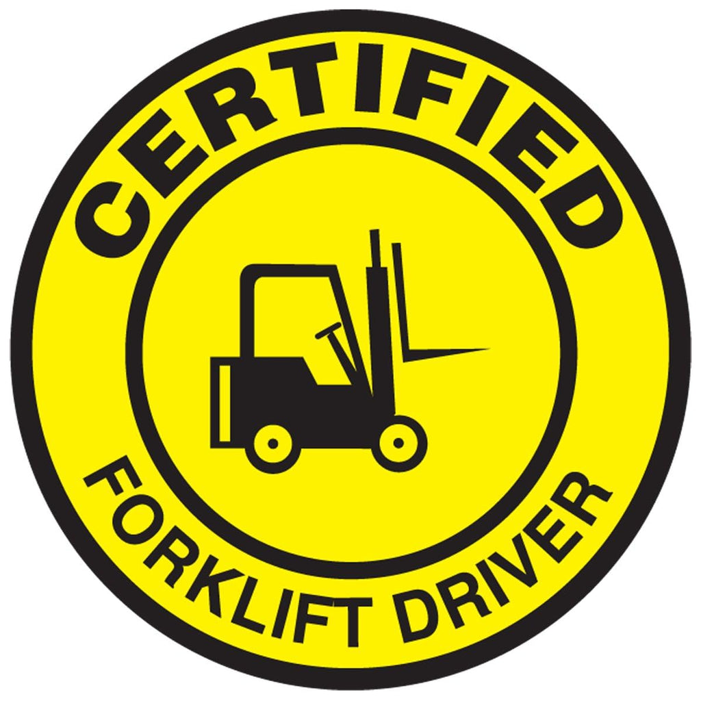 AccuformNMC Signs LHTL334 Adhesive Vinyl Hard Hat Decal Certified Forklift Driver