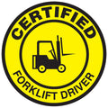 AccuformNMC Signs LHTL334 Adhesive Vinyl Hard Hat Decal Certified Forklift Driver