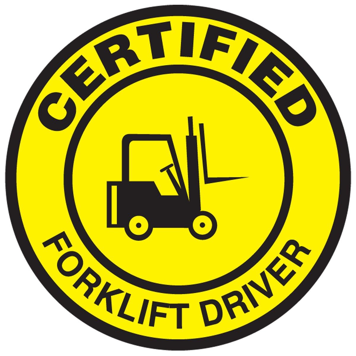 AccuformNMC Signs LHTL334 Adhesive Vinyl Hard Hat Decal Certified Forklift Driver
