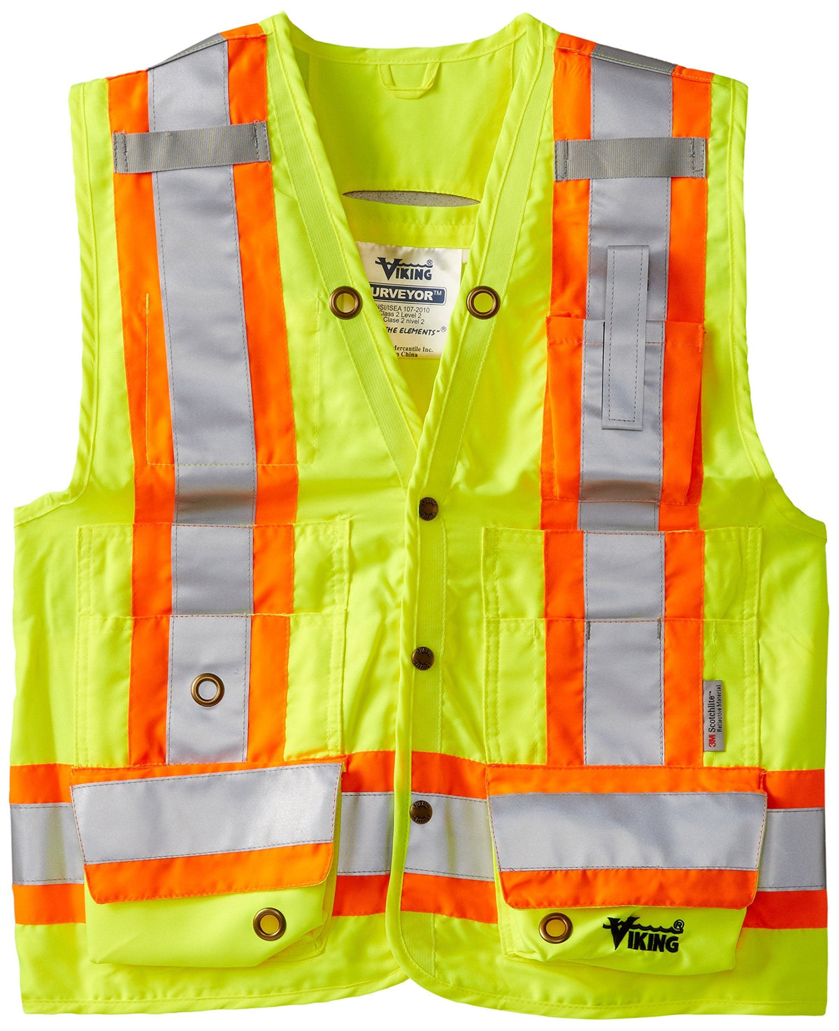 Viking Men's Surveyor Hi-Vis Safety Vest with U Configuration 4" Reflective Tape XX-Large Green