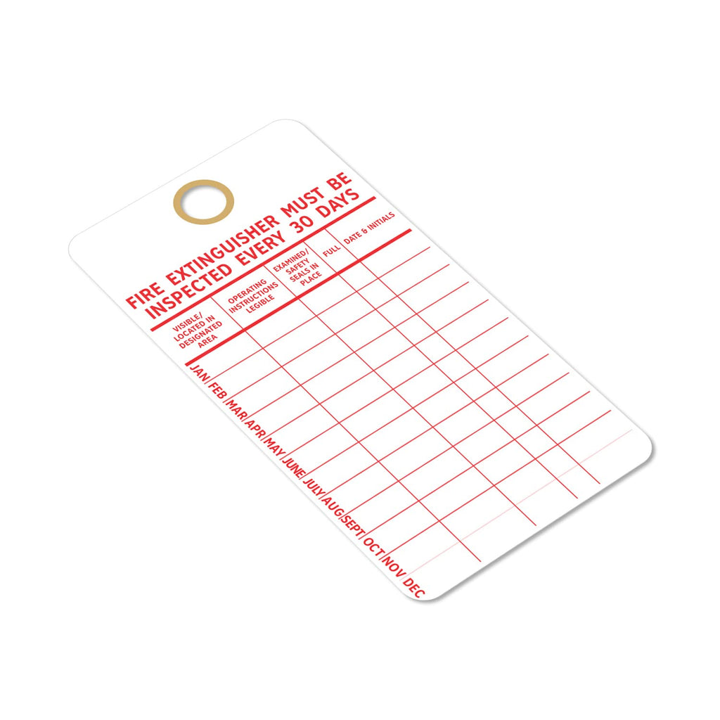 SmartSign “Fire Extinguisher Must Be Inspected Every 30 Days” Monthly Inspection Tags, 5.75 x 3 inch 13 Point Cardstock, Red and White (Pack of 100)