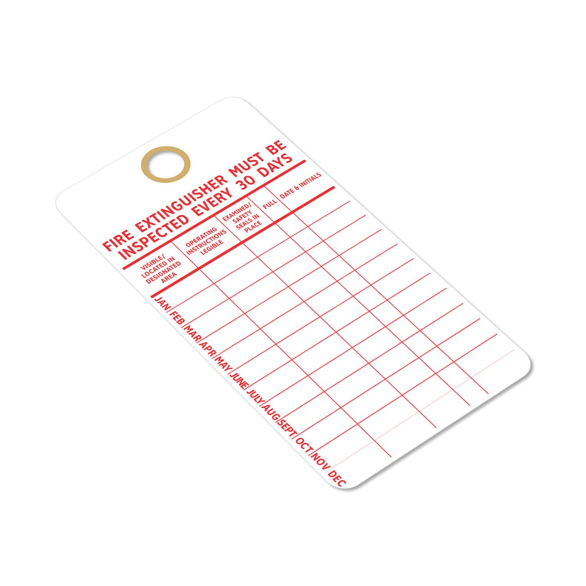 SmartSign “Fire Extinguisher Must Be Inspected Every 30 Days” Monthly Inspection Tags, 5.75 x 3 inch 13 Point Cardstock, Red and White (Pack of 100)