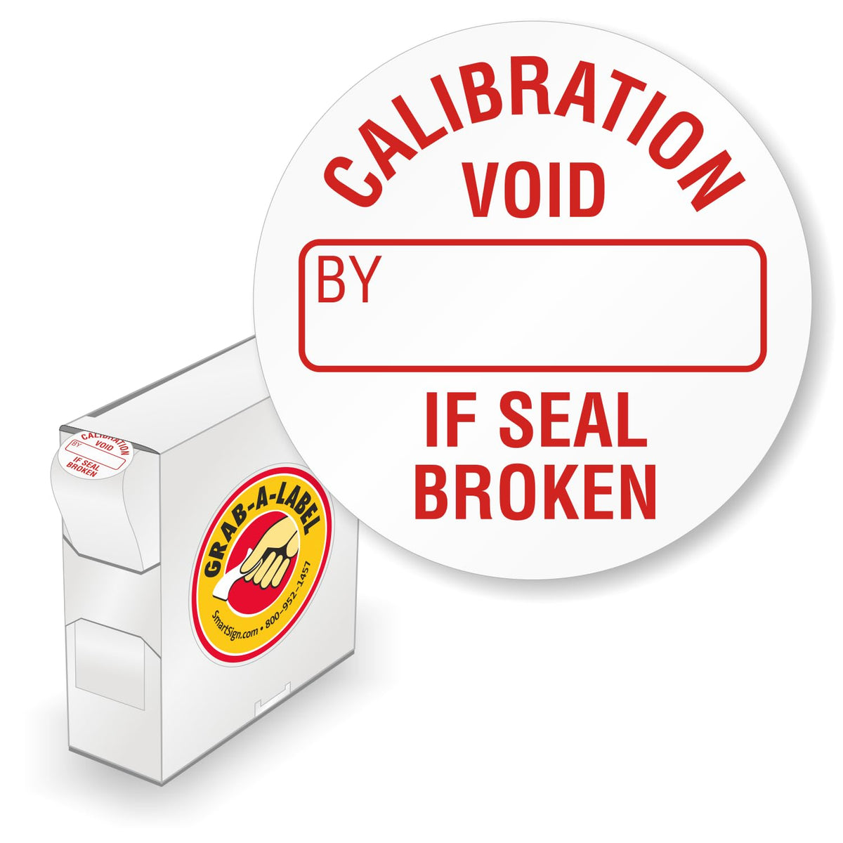 SmartSign Calibration Void If Seal Broken Tamper Resistant Vinyl Labels in Dispenser Box | Pack of 250, 0.75" x 0.75", Adhesive Vinyl Stickers 0.75" X 0.75" - Pack of 250