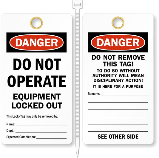SmartSign Do Not Operate Tags, Equipment Locked Out 2 - Sided Safety Tag | 6" x 3.25" Heavy Duty Vinyl, Pack of 25