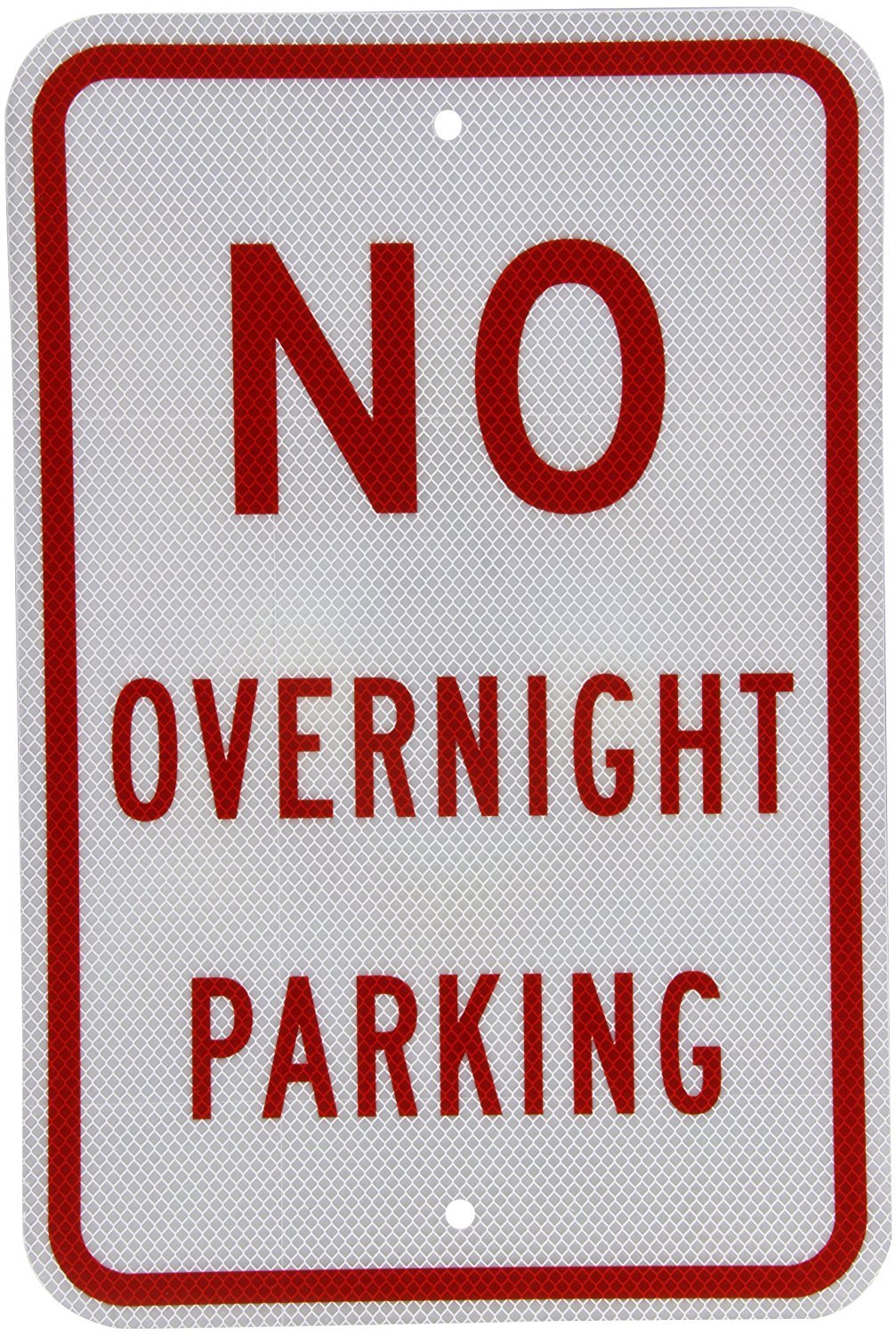 SmartSign - K-4266-DG-12x18 "No Overnight Parking" Sign | 12" x 18" 3M Diamond Grade Reflective Aluminum Red on White