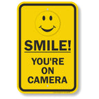 SmartSign "Smile You're On Camera" Sign | 12" x 18" Aluminum
