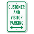 SmartSign-K-5661-EG "Customer and Visitor Parking" Sign with Bi-directional Arrow | 12" x 18" 3M Engineer Grade Reflective Aluminum 12" x 18" EG Reflective Aluminum - Parking Sign with Bi-directional Arrow
