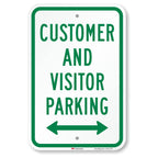 SmartSign-K-5661-EG "Customer and Visitor Parking" Sign with Bi-directional Arrow | 12" x 18" 3M Engineer Grade Reflective Aluminum 12" x 18" EG Reflective Aluminum - Parking Sign with Bi-directional Arrow