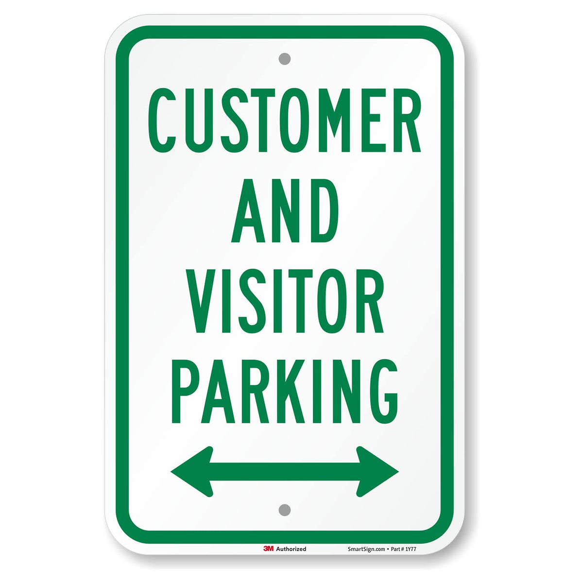SmartSign-K-5661-EG "Customer and Visitor Parking" Sign with Bi-directional Arrow | 12" x 18" 3M Engineer Grade Reflective Aluminum 12" x 18" EG Reflective Aluminum - Parking Sign with Bi-directional Arrow