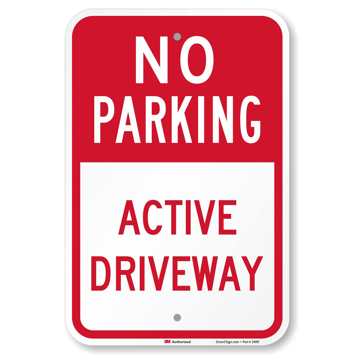 SmartSign - K-5441-EG-12x18 "No Parking - Active Driveway" Sign | 12" x 18" 3M Engineer Grade Reflective Aluminum Red on White