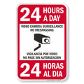 SmartSign 18 x 12 inch “24 Hours A Day - Video Camera Surveillance, No Trespassing, Vigilancia Por Video” Bilingual Metal Sign, 63 mil Laminated Rustproof Aluminum, Red, Black and White 18" x 12"