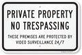SmartSign - K-7496-AL-12x18 "Private Property - No Trespassing, Protected by Video Surveillance" Sign | 12" x 18" Aluminum 12" x 18" Non-Reflective Aluminum 12" x 18" - Non-Reflective Aluminum