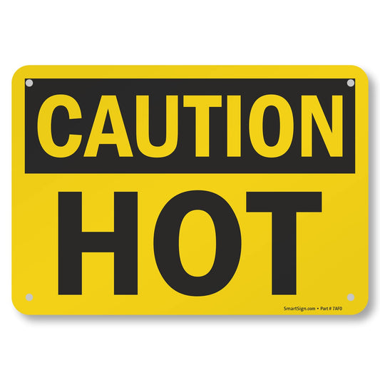 SmartSign - U9-1780-NA_7x10 "Caution - Hot" Sign | 7" x 10" Aluminum Black on Yellow