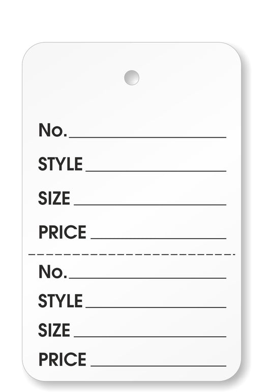 SmartSign 2.875 x 1.75 inch White Perforated Garment Tags Size - 6 | Clothing Size Style Price | 12 Point Cardstock, Pack of 1000, Made in USA Without String