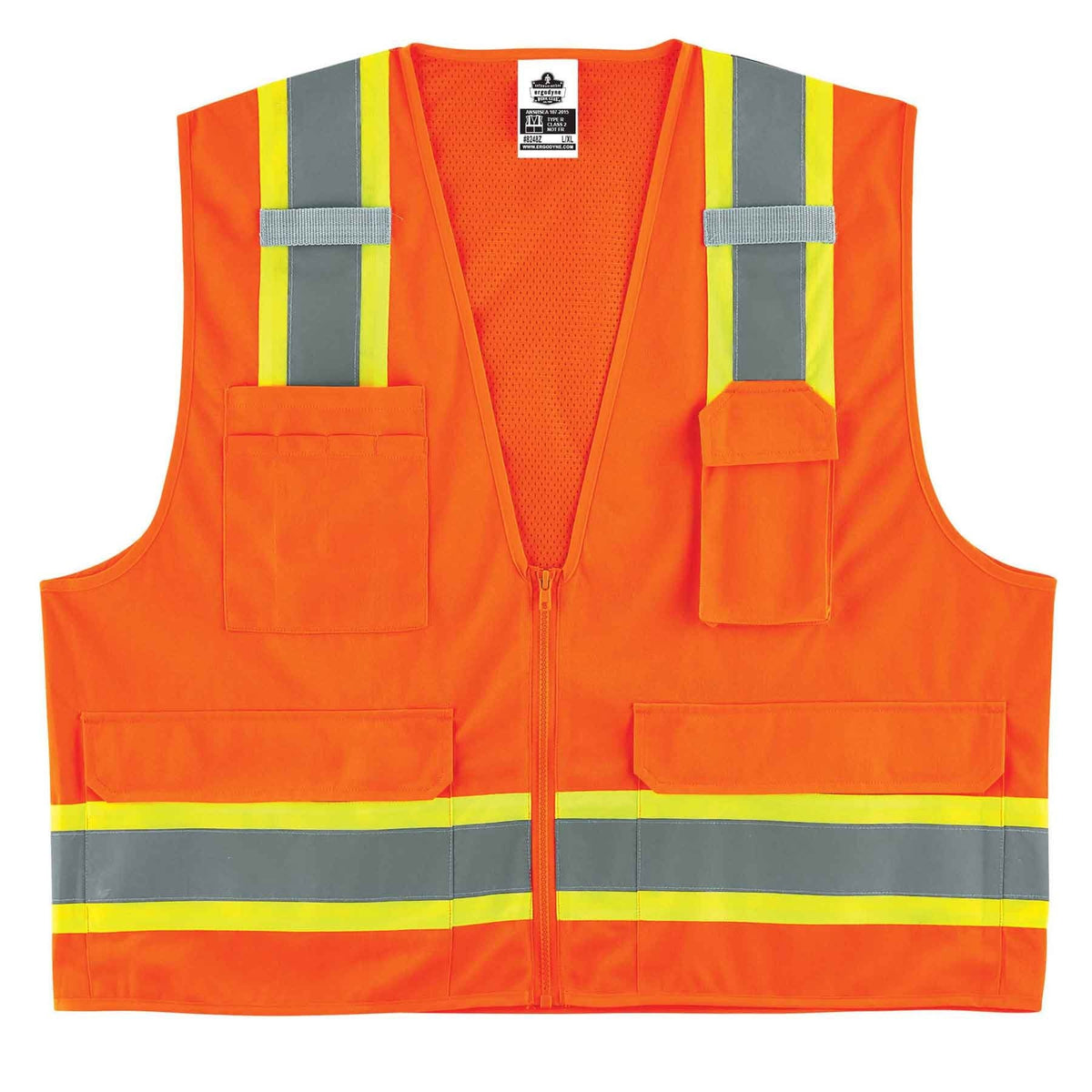 Ergodyne - 24069 GloWear 8248Z ANSI Two-Tone Surveyors Reflective Safety Vest, Orange, 4XL/5XL 4X-Large-5X-Large