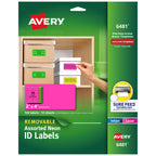 Avery Printable Labels with Sure Feed, 2" x 4", Assorted Neon Colors (Green, Magenta, and Yellow), Removable Adhesive, Laser & Inkjet Compatible, 120 Blank Labels Total (6481)