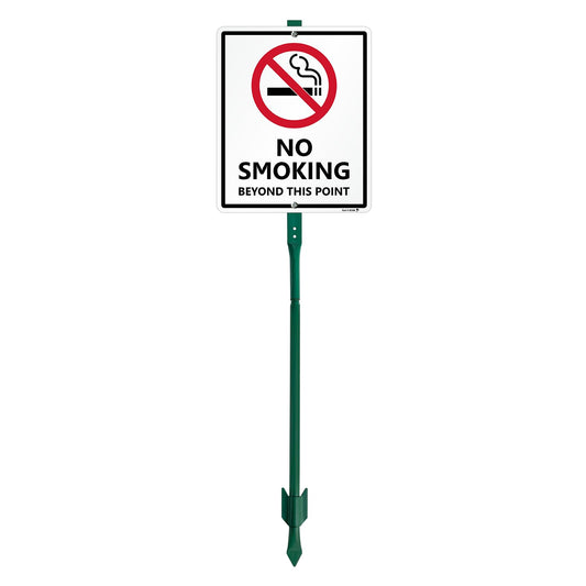 SmartSign 12 x 10 inch “No Smoking Beyond This Point” Yard Sign with 3 foot Stake, 40 mil Laminated Rustproof Aluminum, Red, Black and White, Set of 1