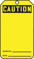 Accuform Signs MGT200CTP Safety Tag, Legend Caution (Blank), 5.75" Length x 3.25" Width x 0.010" Thickness, PF-Cardstock, Black on Yellow (Pack of 25)