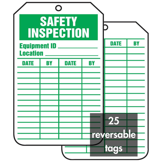 Accuform Signs TRS315CTP Inspection Record Tag, Legend Safety Inspection, 5.75" Length x 3.25" Width x 0.010" Thickness, PF-Cardstock, Green on White (Pack of 25)