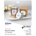 Avery Printable Round Labels with Sure Feed, 2.5" Diameter, Glossy White, 450 Customizable Labels (22830) 450 labels 2.5"