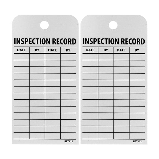 NMC Inspection Record Safety Tag, Double-Sided, Pack of 25, 6" Height x 3" Width, Made in The USA, RPT112