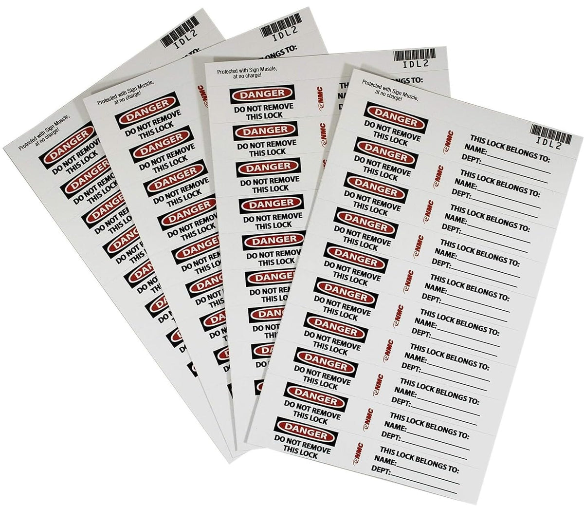 NMC IDL1 Danger Label - [Pack of 40] ¾ in. x 5 in. PS Vinyl Danger Lockout Stick-On Label