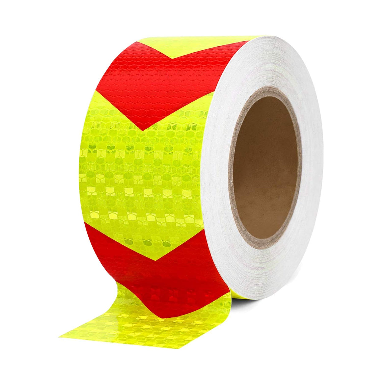 JCXJ 2in x 100 FT Reflective Tape of Red & Yellow Arrow Caution Waterproof High Visibility,Hazard Caution Warning Adhesive Tape Outdoor for Floor Marking, Trailers, Trucks, Cars，Boats