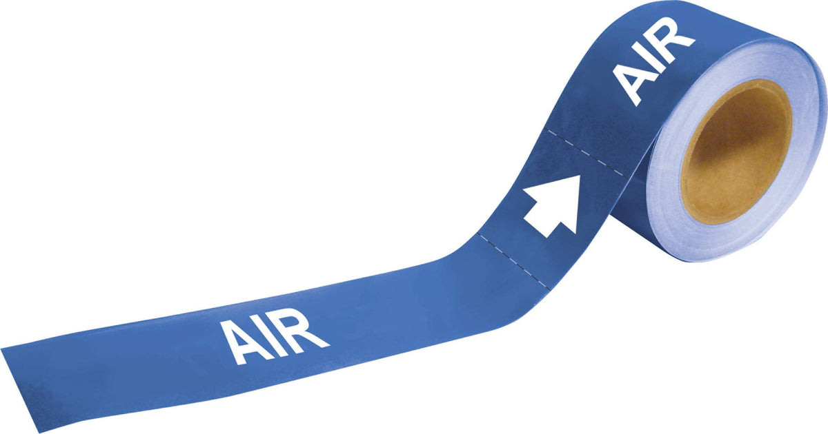 Brady 20401 Economy Pipe Markers-to-Go, B-736, 1" Height X 8" Width, White On Blue Self-Sticking - Plastic Film, Legend "Air"