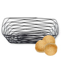 TableCraft BK17209, Rectangular Basket, 9.125" x 6.125" x 2.325", Black Metal, Artisan Collection, Powder Coated for Durability, Versatile Design for Bread, Bagels, Pastries, and Decorative Use 9.125" x 6.125" x 2.325"