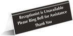 SmartSign "Receptionist is Unavailable, Please Ring Bell for Assistance" Tabletop Tent Sign | 2" x 6" Acrylic