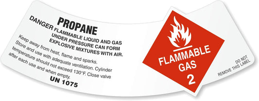 SmartSign "Propane - Class 2 Flammable Gas" Pack Of 25 Cylinder Labels | 2" x 5.25" Vinyl, Made in USA