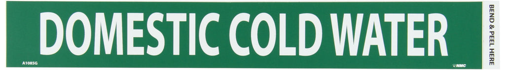 NMC A1085G Pipe Marker, Legend "Domestic Cold Water" 1.25 inches letter size