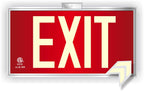 Photoluminescent Exit Sign Red - Framed Flag/Ceiling Mount. Code Approved UL 924/IBC/NFPA 101 (Directional Arrows Included)