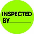 Tape Logic 2' Circle Label, 'Inspected by', Fluorescent Green, Roll of 500 Stickers, for Inventory Control and Warehouse Organization 2" Circle