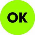 Tape Logic 2' Circle Label, 'OK', Fluorescent Green, Roll of 500 Stickers, for Inventory Control and Warehouse Organization 2" Circle