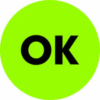 Tape Logic 2' Circle Label, 'OK', Fluorescent Green, Roll of 500 Stickers, for Inventory Control and Warehouse Organization 2" Circle